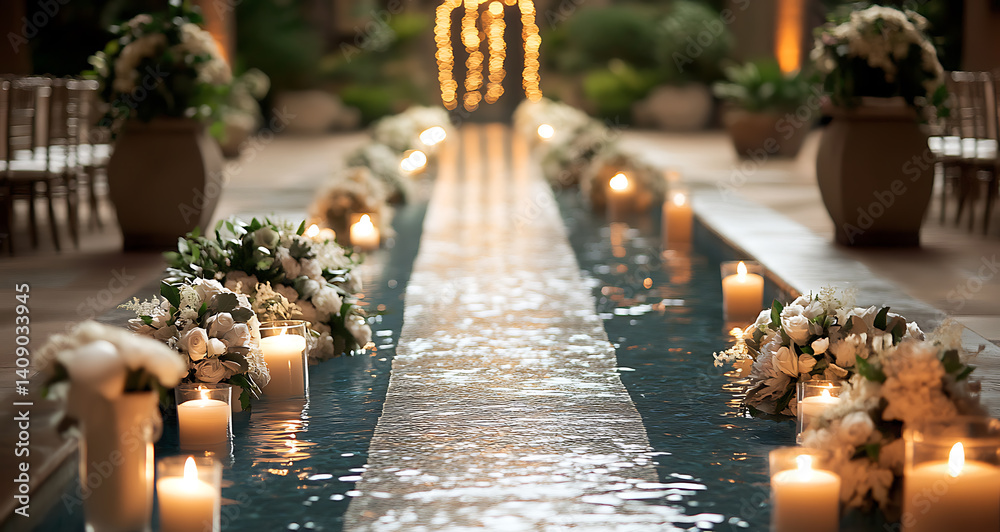 Luxurious wedding scenes in elegant natural and architectural settings, surrounded by florals, candlelight, and evolving romantic atmospheres...