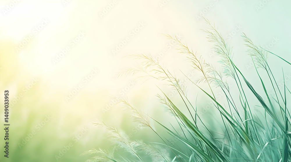 Soft green grass field bathed in sunlight Soft green grass field bathed in sunlight