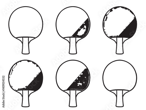 Ping Pong Paddle Sketch Style Illustration