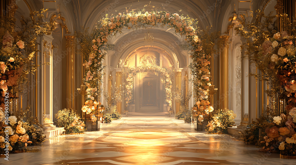 Luxurious wedding scenes in elegant natural and architectural settings, surrounded by florals, candlelight, and evolving romantic atmospheres...
