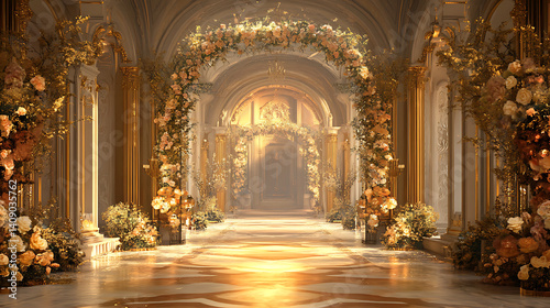 Obraz na płótnie Luxurious wedding scenes in elegant natural and architectural settings, surrounded by florals, candlelight, and evolving romantic atmospheres... w salonie