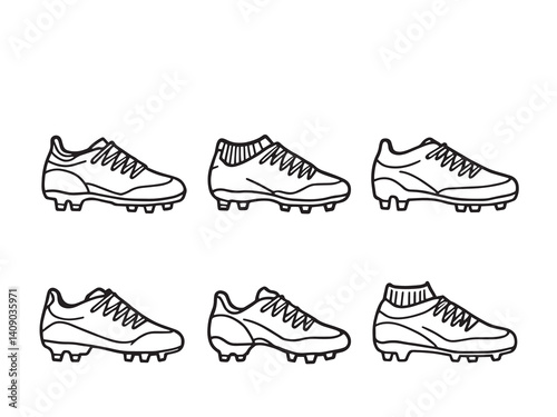 Soccer Cleats Fine Line Illustration