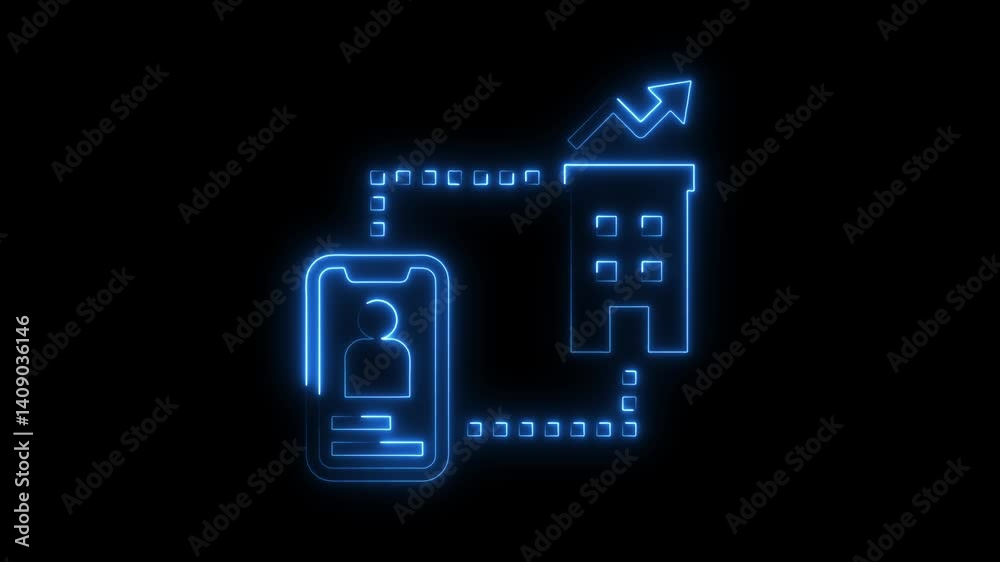 Glowing neon benefit icon 4k isolated on black background. HD Video motion graphic animation Glowing neon benefit icon 4k isolated on black background. HD Video motion graphic animation