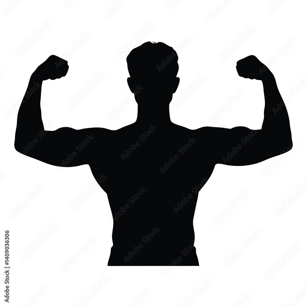 Muscular man vector silhouette
