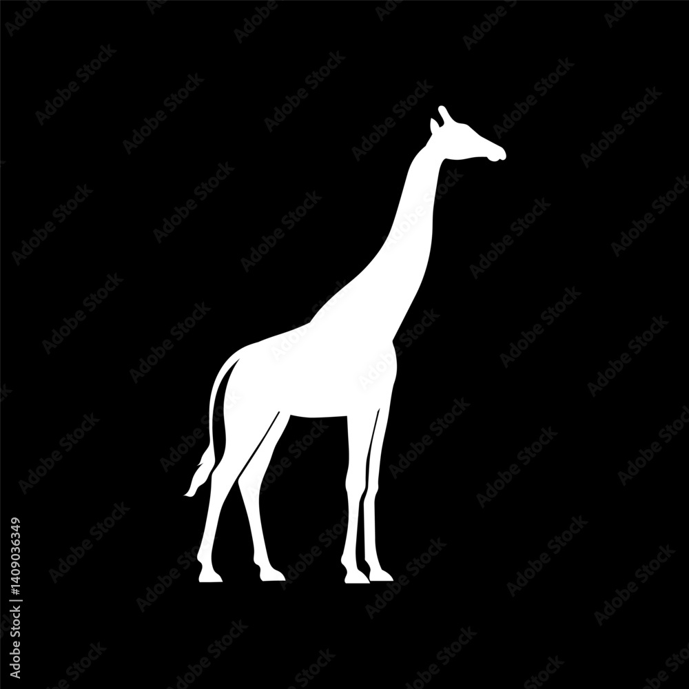 Obraz premium white giraffe vector with black background