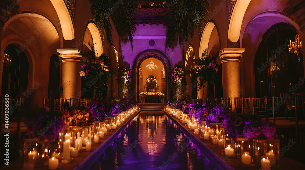 Luxurious wedding scenes in elegant natural and architectural settings, surrounded by florals, candlelight, and evolving romantic atmospheres...