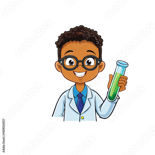 A boy with test tube