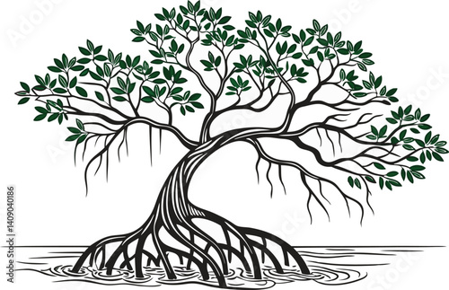Weeping mangrove tree illustration vector design isolated on white background.