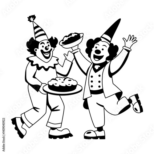 A glyph illustration of funny clown performance 
