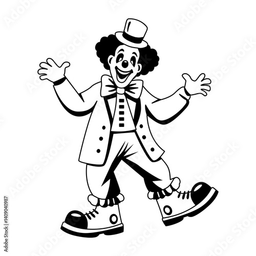 A glyph illustration of happy clown character 
