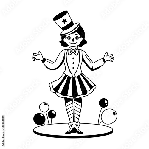 A glyph illustration of a circus girl character 
