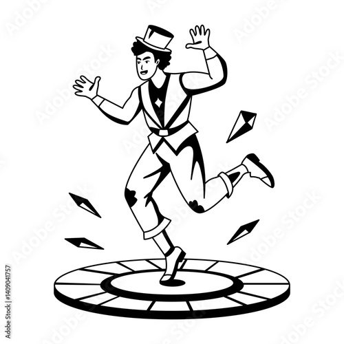 A glyph illustration of a circus avatar 
