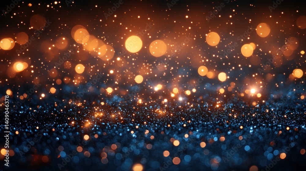 Fototapeta premium Luminous Glitter: A Symphony of Blue and Orange Lights