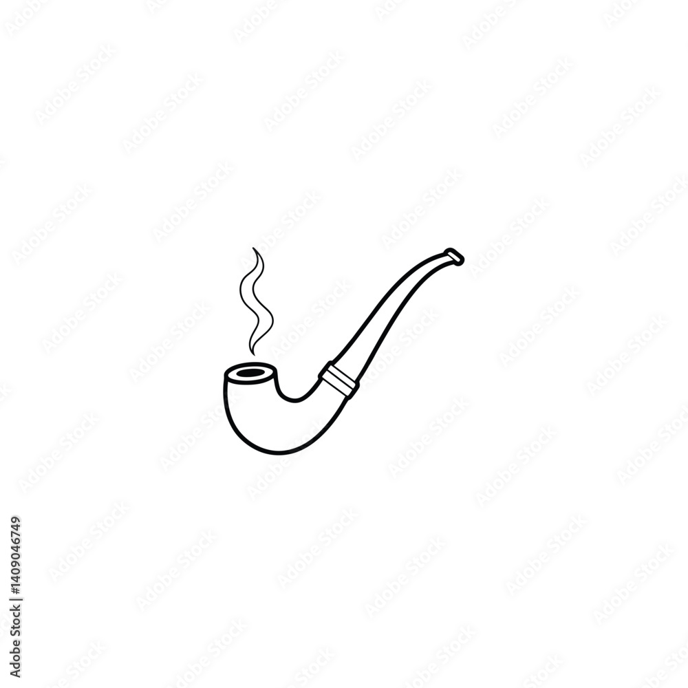 Fototapeta premium Smoking pipe one line art, and no color on white background