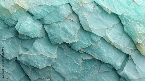 Wallpaper Mural Close-up of overlapping, textured turquoise stones with gold edges, creating an abstract and organic pattern. Torontodigital.ca