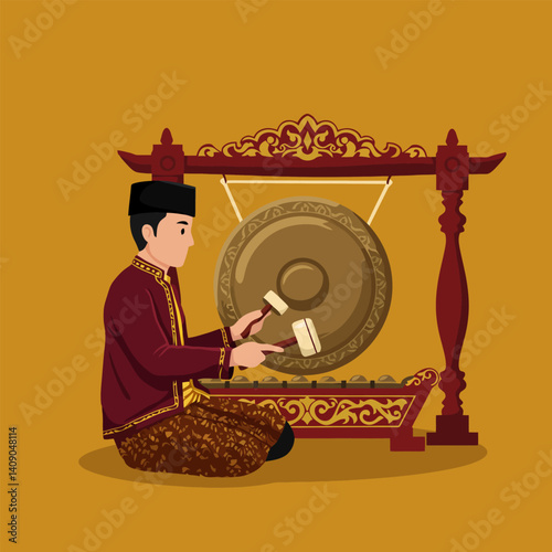 Playing Traditional Musical Instrument Performance Artwork