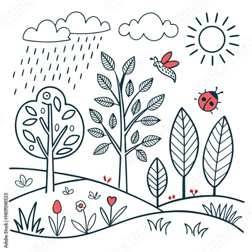 cute hand drawn doodle vector set, love, Natural , firework, cloud, weather, rainbow, snow, heart and creative design vector collection. face, arow rainbow, show