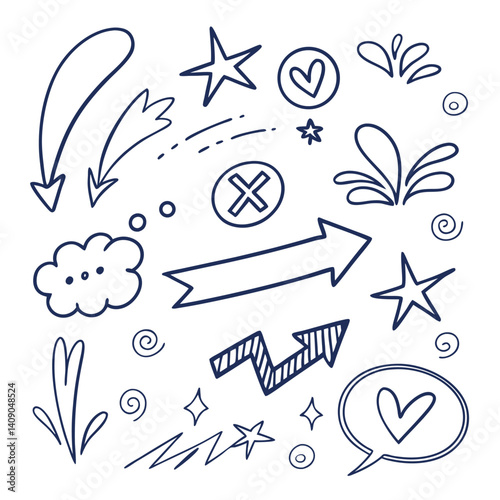 cute hand drawn doodle vector set, love, Natural , firework, cloud, weather, rainbow, snow, heart and creative design vector collection. face, arow rainbow, show