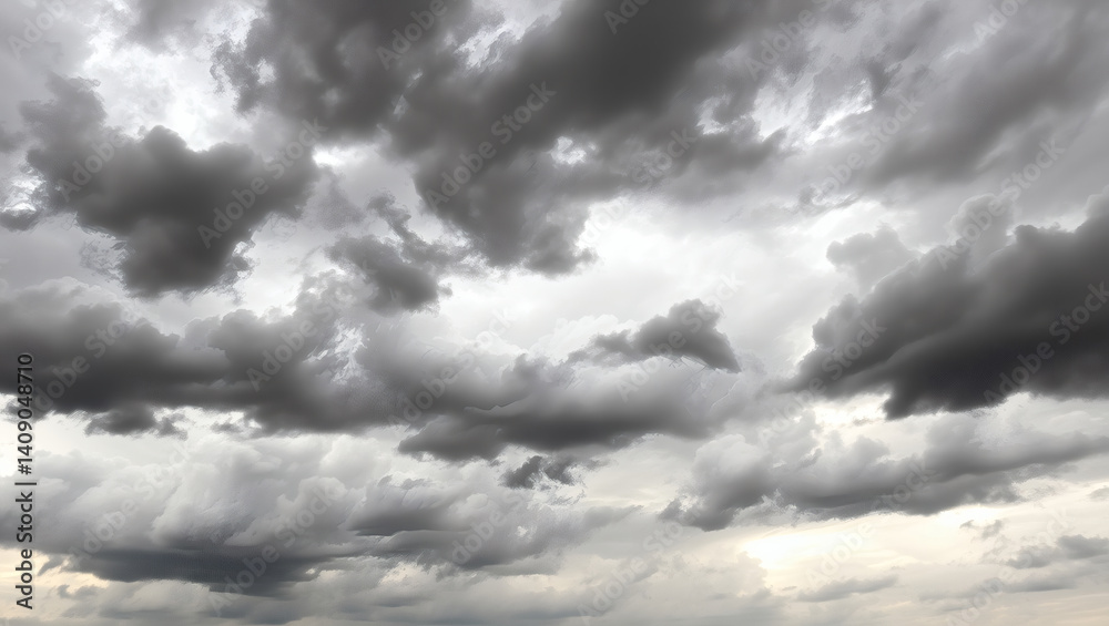 Fototapeta premium Ominous storm clouds fill the sky, foretelling rain, as dramatic weather rolls in, creating a sense of intensity and anticipation.