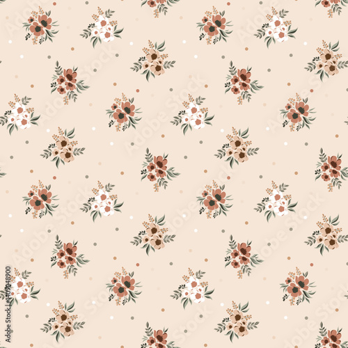 Wallpaper Mural Flower pattern. Ditsy floral seamless pattern. Small little flower background. Repeat pattern. Ditsy print. Botanic surface design. Ditsy floral flower pattern for fashion, fabric, wrapping, decor Torontodigital.ca