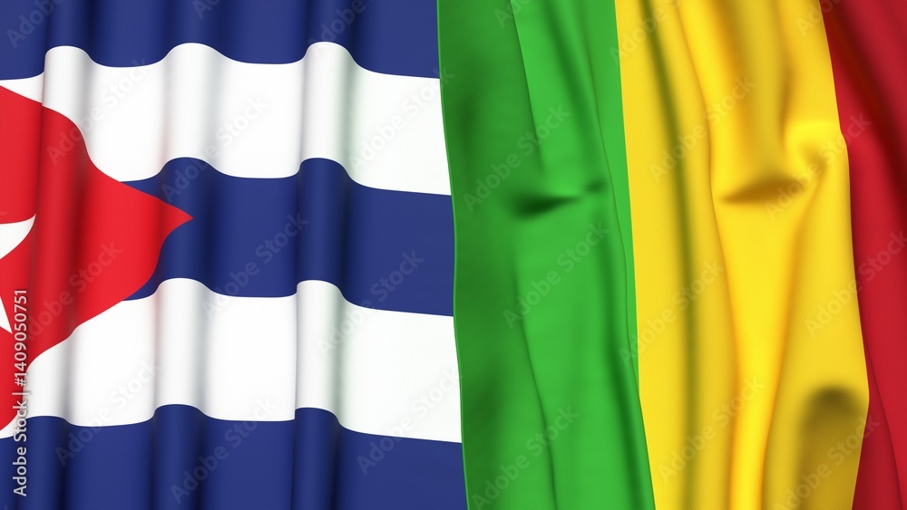 Obraz premium Flags of CUBA and MALI with realistic cloth texture