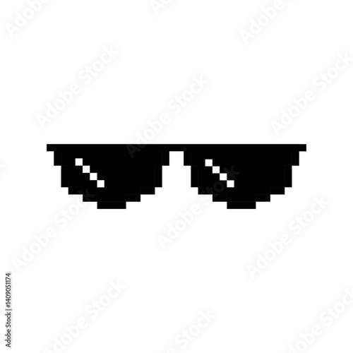 Gangster pixelated glasses set vector.Pixel glasses vector set.Game glasses pixel style.
