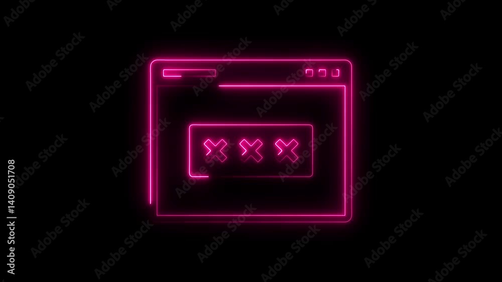 Glowing neon password icon 4k isolated on black background. HD Video motion graphic animation Glowing neon password icon 4k isolated on black background. HD Video motion graphic animation