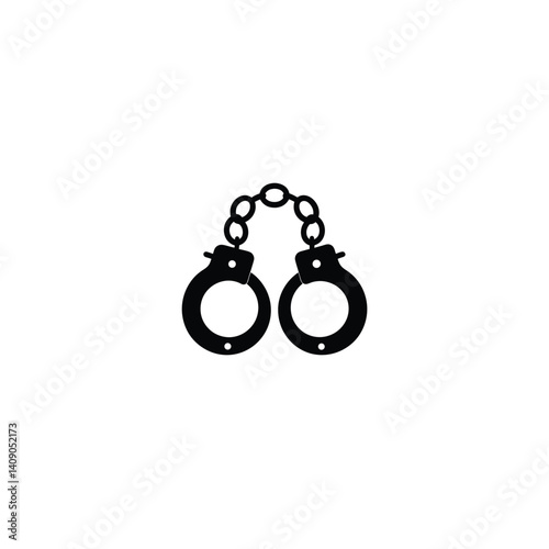 handcuffs black silhouette on white background.