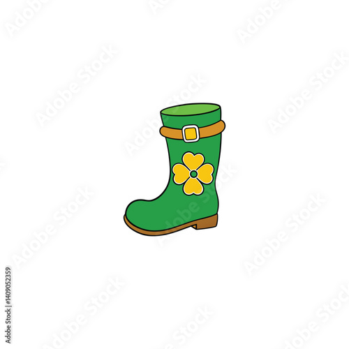 Leprechaun boot with clover on white background