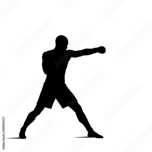 Boxer throwing punch against a white background  