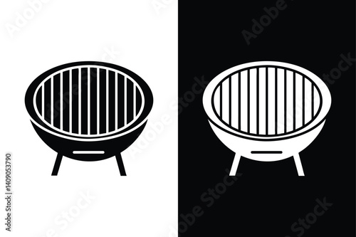 Grill BBQ Icon Vector. Clean Silhouette Illustration for Summer BBQ