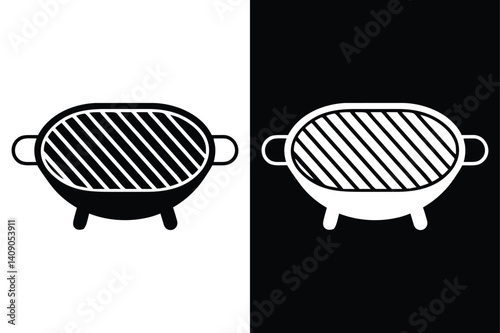 Barbecue Grill Silhouette Icon. Simple Vector Design