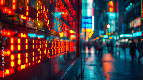 Stock exchange market chart, Stock market data on LED display. Business analysis concept