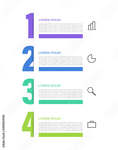 Vertical infographics desigm template with 4 steps or options and icons
