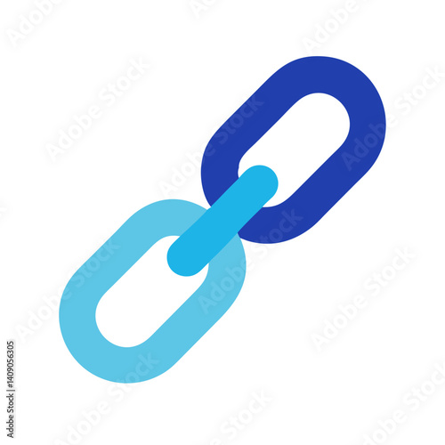 Blue chain link icon in flat design