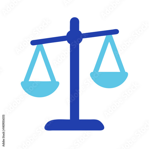 Balance scale icon in blue flat style