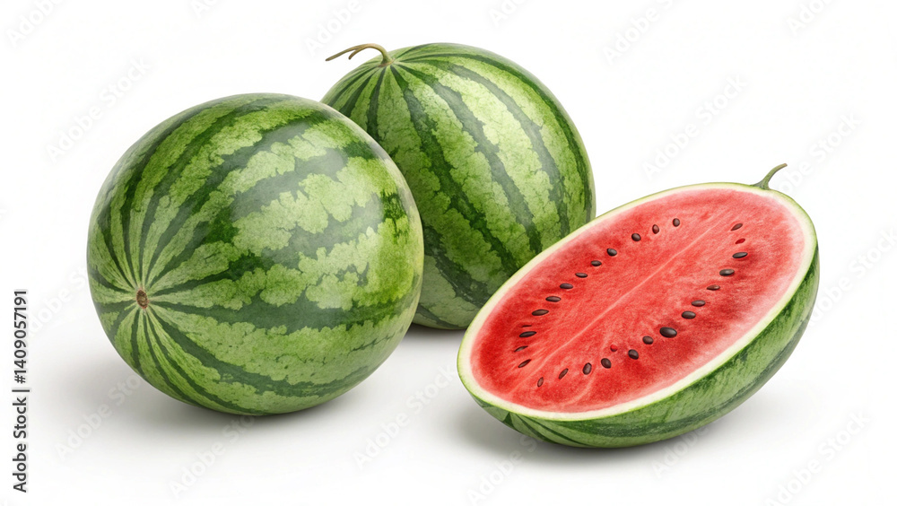 Fresh Watermelon Slices on White Background Fresh Watermelon Slices on White Background