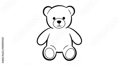 Minimalist Teddy Bear Outline Clean Line Art Illustration