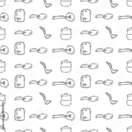 kitchen utensil pattern. kitchenware seamless pattern. doodle kitchen background