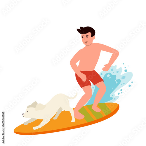 man surfing with his dog