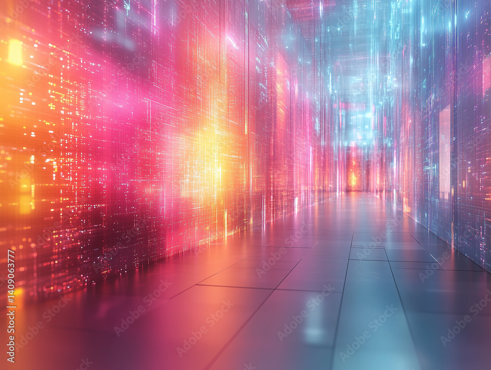 Abstract Digital Tunnel with Vibrant Colors Abstract Digital Tunnel with Vibrant Colors