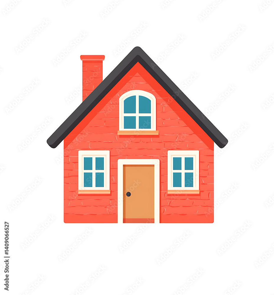 Red house icon vector illustration on a white background, simple design, PNG style. Red house icon vector illustration on a white background, simple design, PNG style.