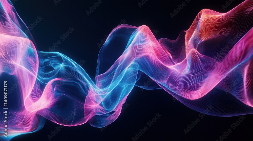 Obraz premium Abstract, vibrant, flowing, luminous, digital, energy, ethereal, swirling, colorful, dynamic, futuristic, abstract art, digital art, graphic design, glowing