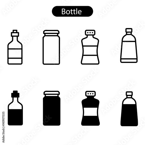 Bottle vector art icon set on white background use for web, app,, logo design.
