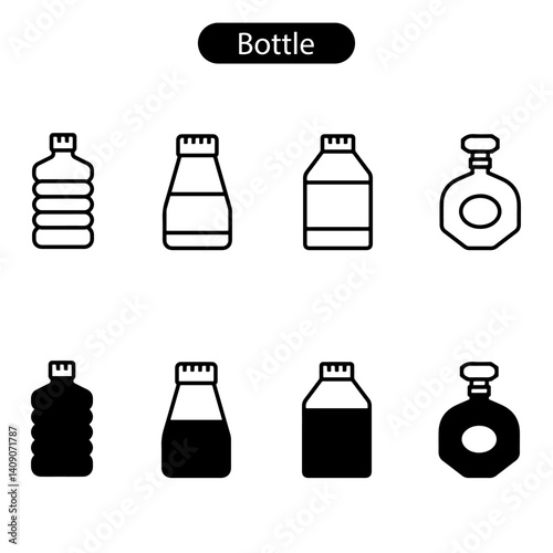 Bottle vector art icon set on white background use for web, app,, logo design.