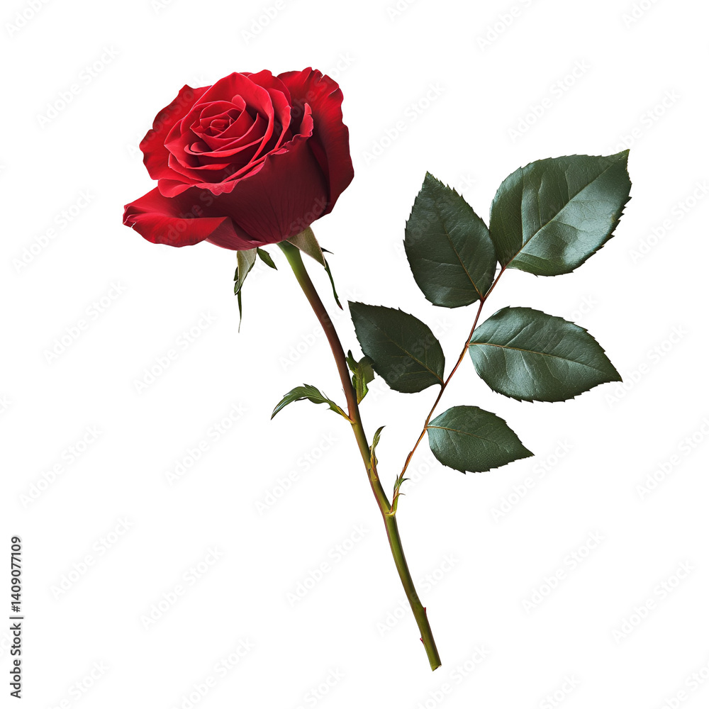 Fototapeta premium Single Red Rose Dark Background Elegant Flower Bloom,