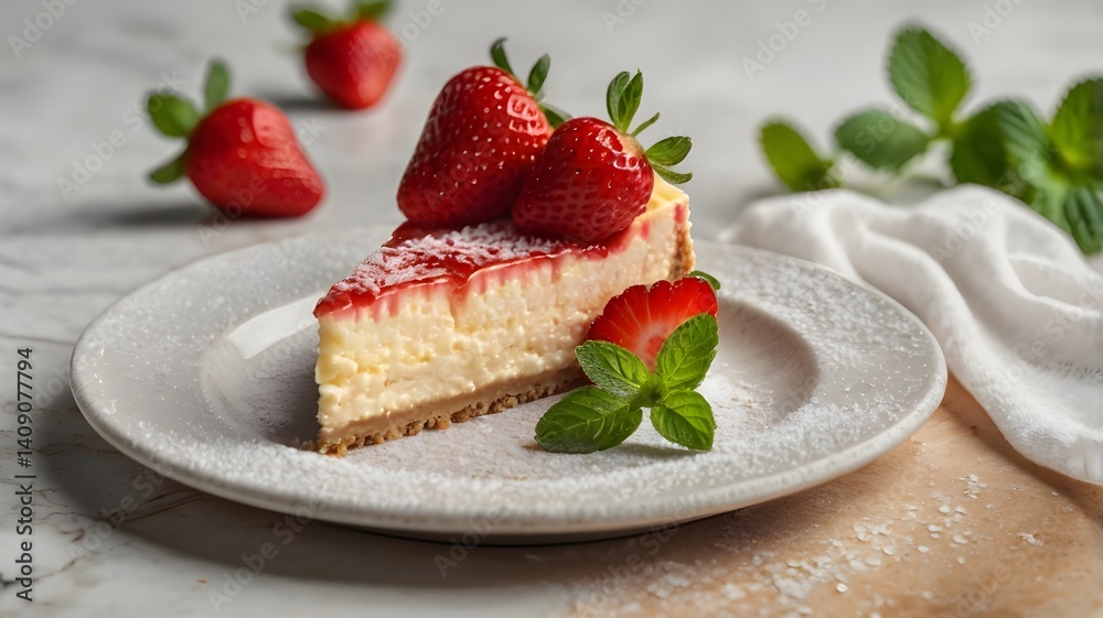 image of a cake topped with red strawberries image of a cake topped with red strawberries