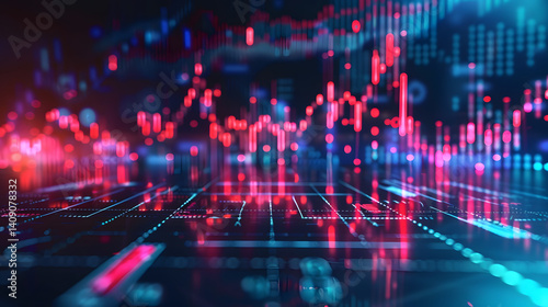universal stock market price chart on black background - new quality financial business animated dynamic motion video footage