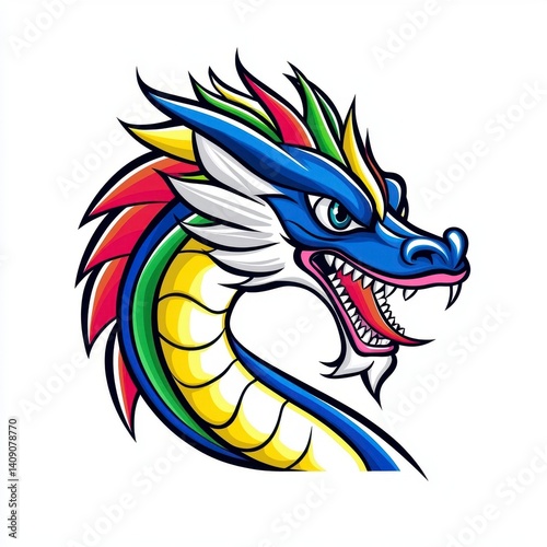 Wallpaper Mural Colorful Dragon Illustration with Sharp Features Torontodigital.ca