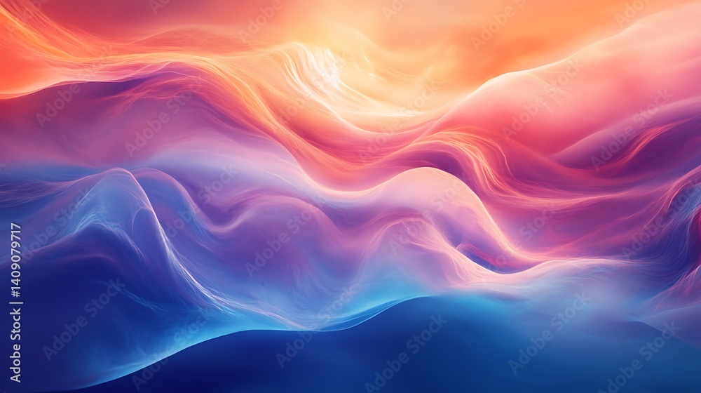 Vibrant, flowing abstract design in hues of sunset and twilight. Vibrant, flowing abstract design in hues of sunset and twilight.